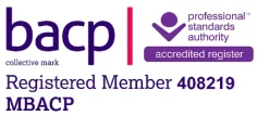 BACP (British Association for Counselling and Psychotherapy) logo, signifying professional standards.